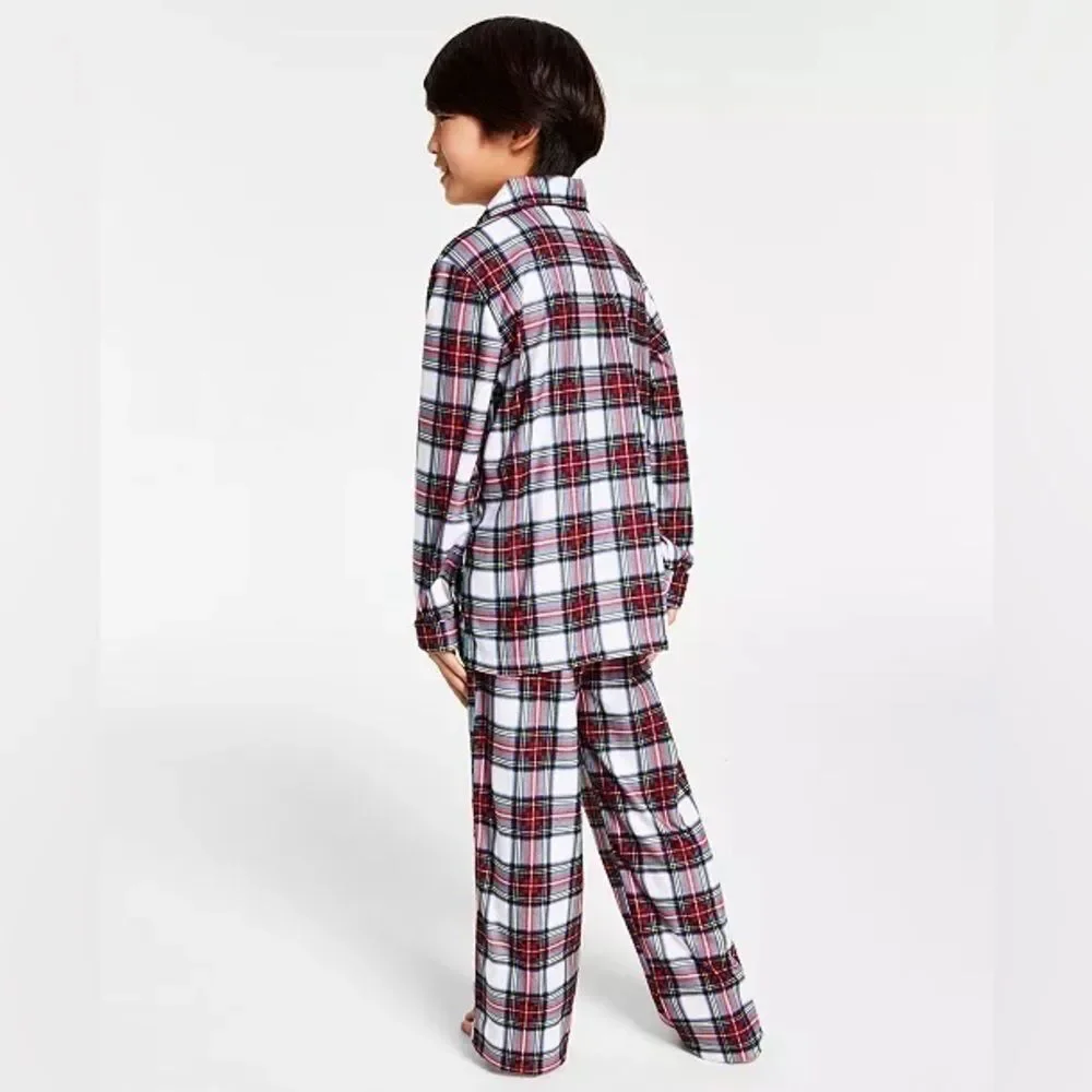 FAMILY PAJAMAS Matching Kids Stewart Plaid Pajama Set, Size 4-5 new